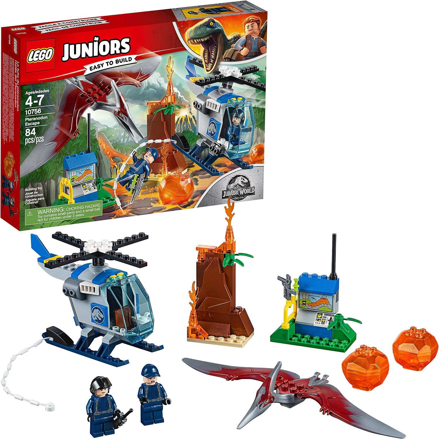 LEGO JUNIORS/4 JURASSIC WORLD ESCAPE PTERANODON 10756 KIT DE CONSTRUCCIÓN 84 PIEZAS - 1