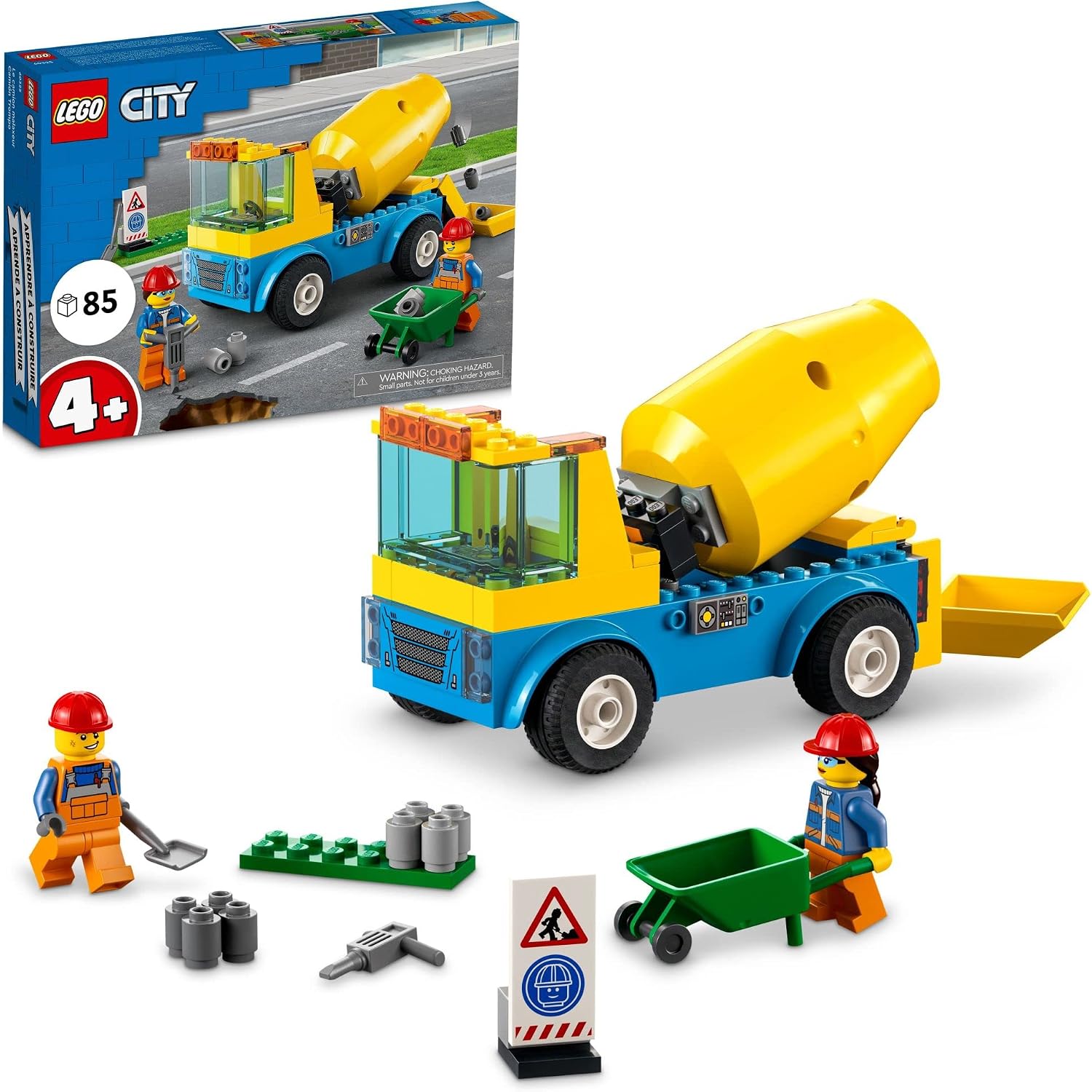LEGO CITY GREAT VEHICLES 60325 - CAMIÓN MEZCLADOR DE CEMENTO PARA NIÑOS EN EDAD PREESCOLAR, NIÑOS Y NIÑAS A PARTIR DE 4 AÑOS - 1