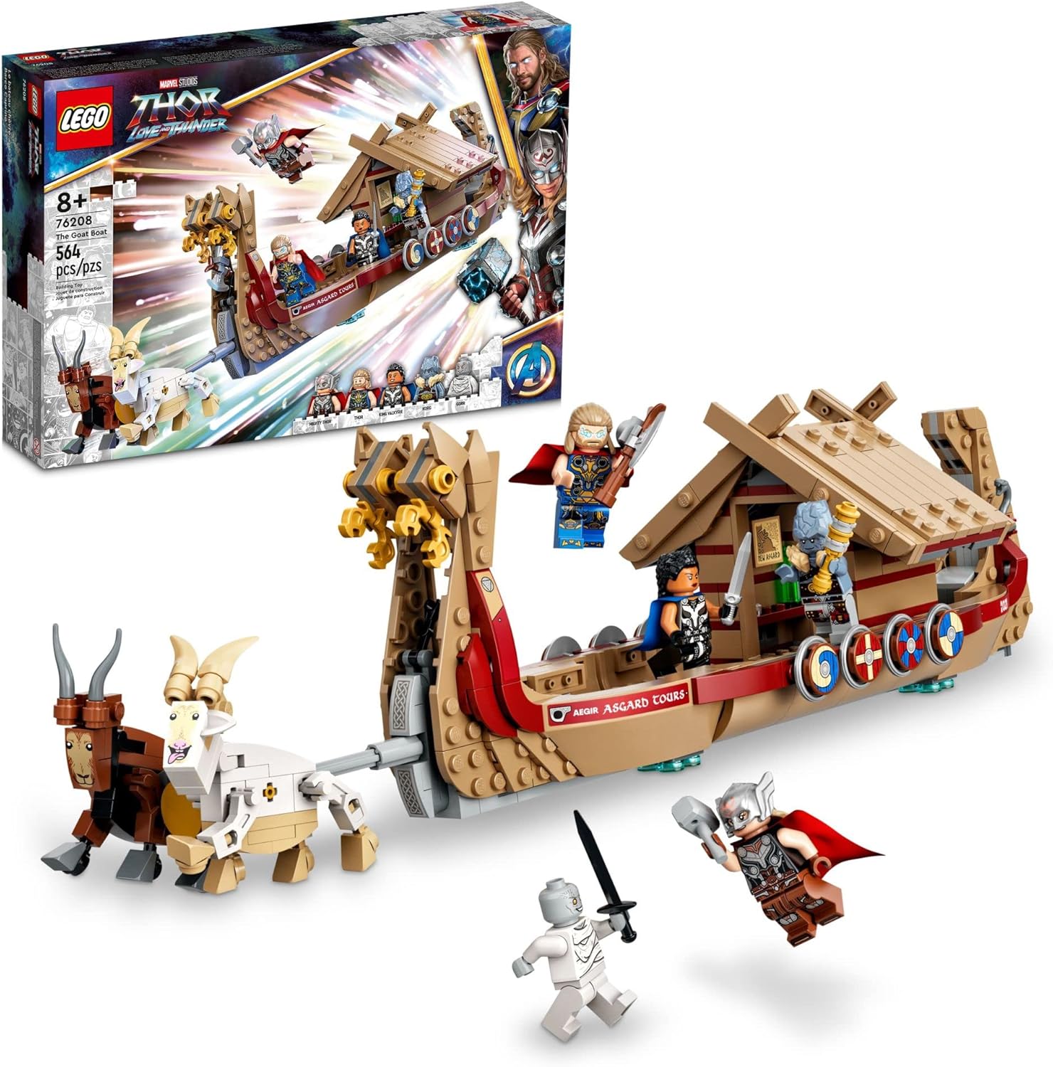 LEGO MARVEL THE GOAT BOAT 76208 - JUEGO DE CONSTRUCCIÓN THOR CON BARCO DE JUGUETE, STORMBREAKER Y MINIFIGURAS INSPIRADAS - 1