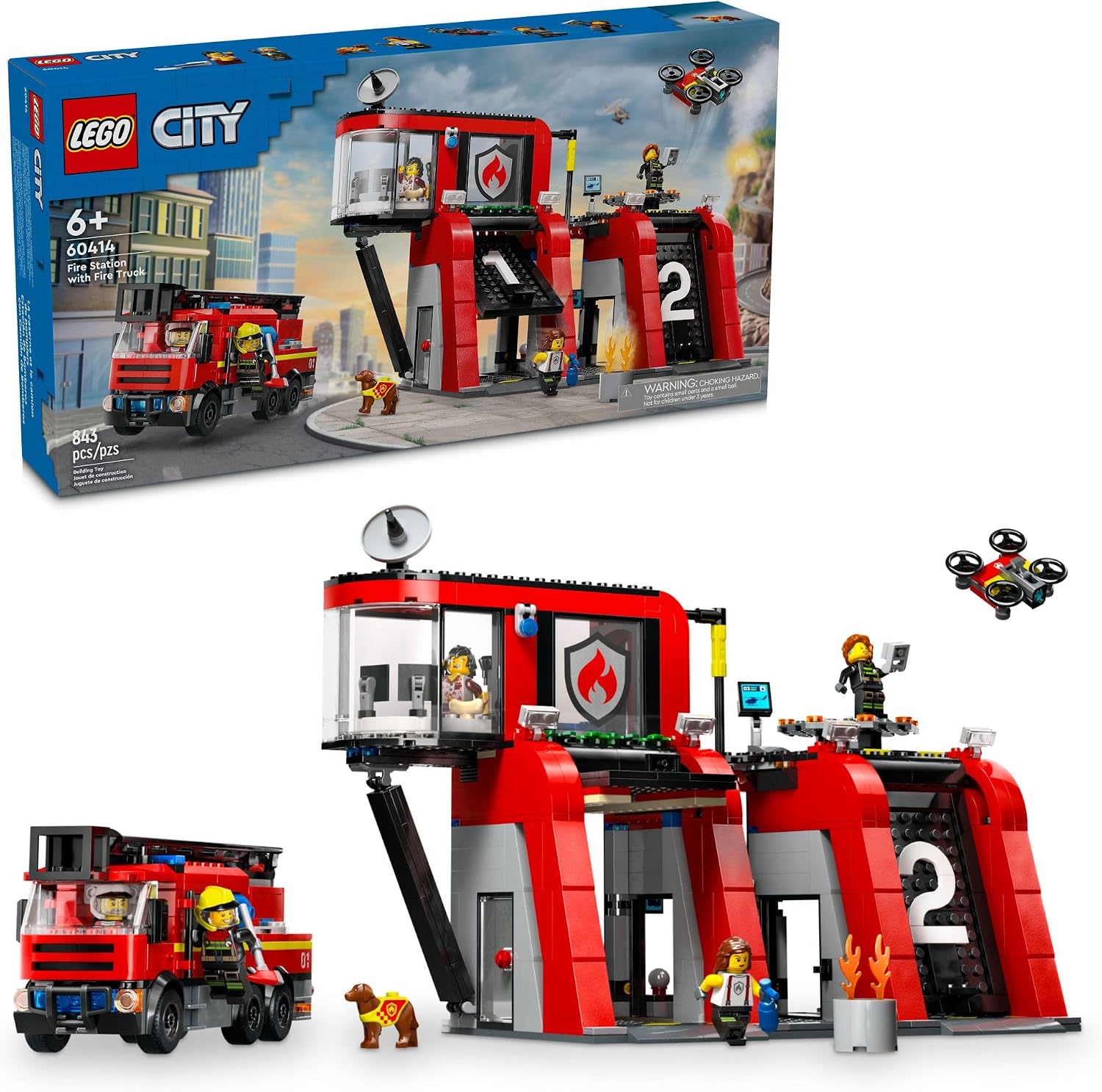 LEGO CITY ESTACIÓN DE BOMBEROS CON CAMIÓN DE BOMBEROS DE JUGUETE JUEGOS DE CONSTRUCCIÓN DE JUGUETES PARA NIÑOS CON 2 - 1