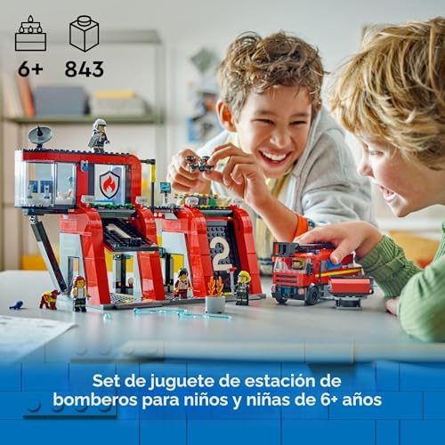 LEGO CITY ESTACIÓN DE BOMBEROS CON CAMIÓN DE BOMBEROS DE JUGUETE JUEGOS DE CONSTRUCCIÓN DE JUGUETES PARA NIÑOS CON 2 - 7