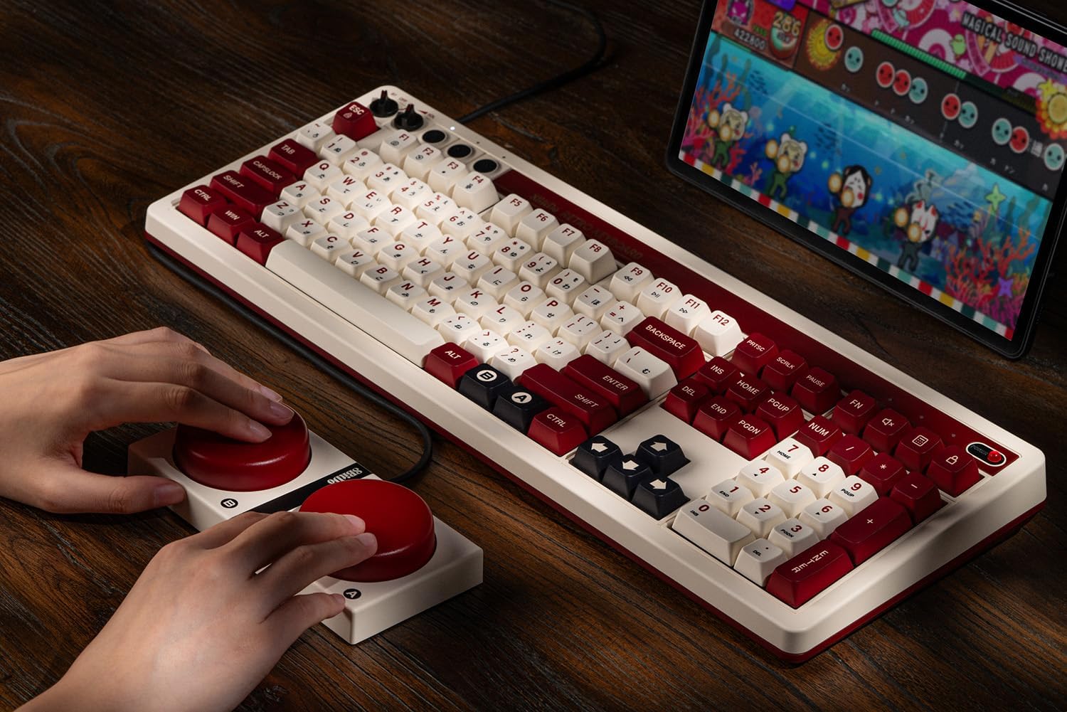 8BITDO RETRO 108 MECHANICAL KEYBOARD WITH 108 KEYS AND INTEGRATED NUMPAD, BLUETOOTH/2.4G/USB-C HOT SWAPPABLE WIRELESS GAMING - 7