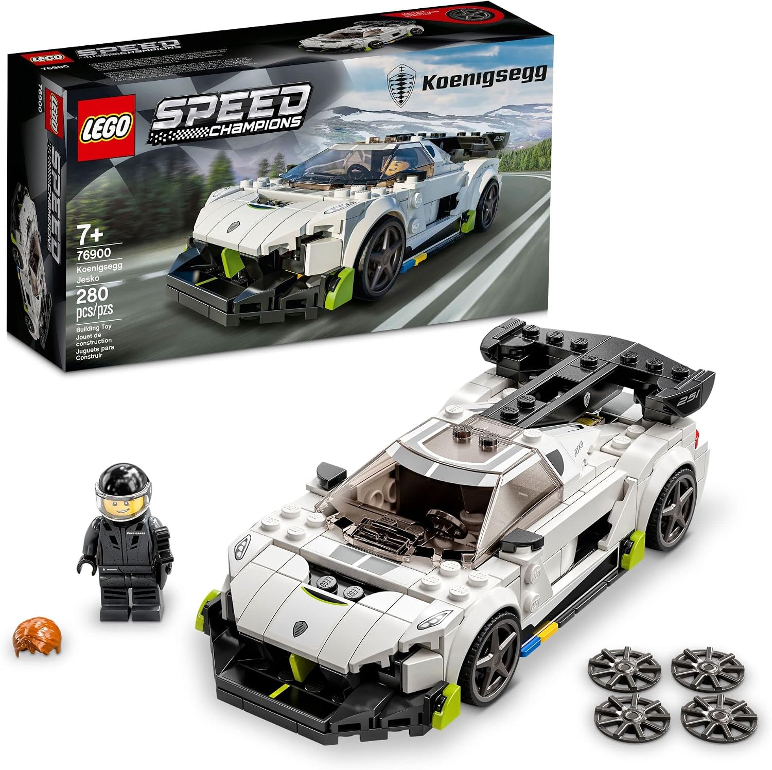 LEGO SPEED CHAMPIONS KOENIGSEGG JESKO 76900 - COCHE DEPORTIVO DE CARRERAS DE JUGUETE CON MINIFIGURA DE CONDUCTOR, JUEGO - 1
