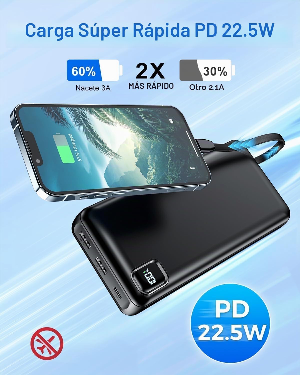 POWER BANK 50000MAH NEGRO CARGA RÁPIDA - 2