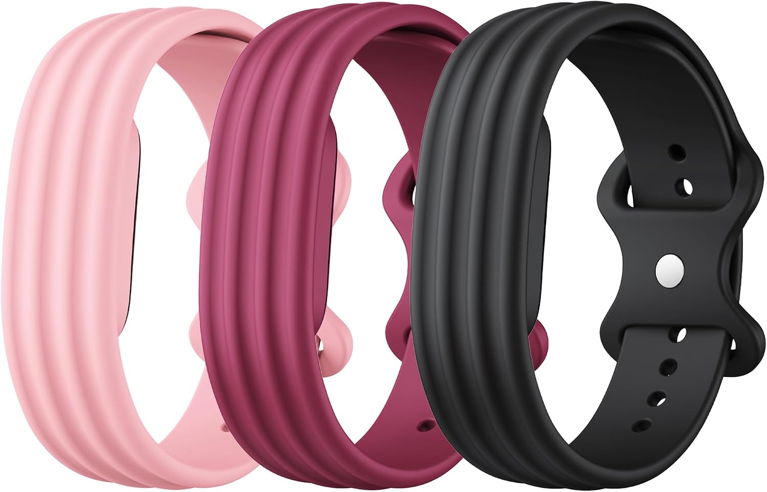 BANDAS ACTIVAS PARA FITBIT AIR, PAQUETE DE 3 PEQUEÑOS, NEGRO ROSA - 1