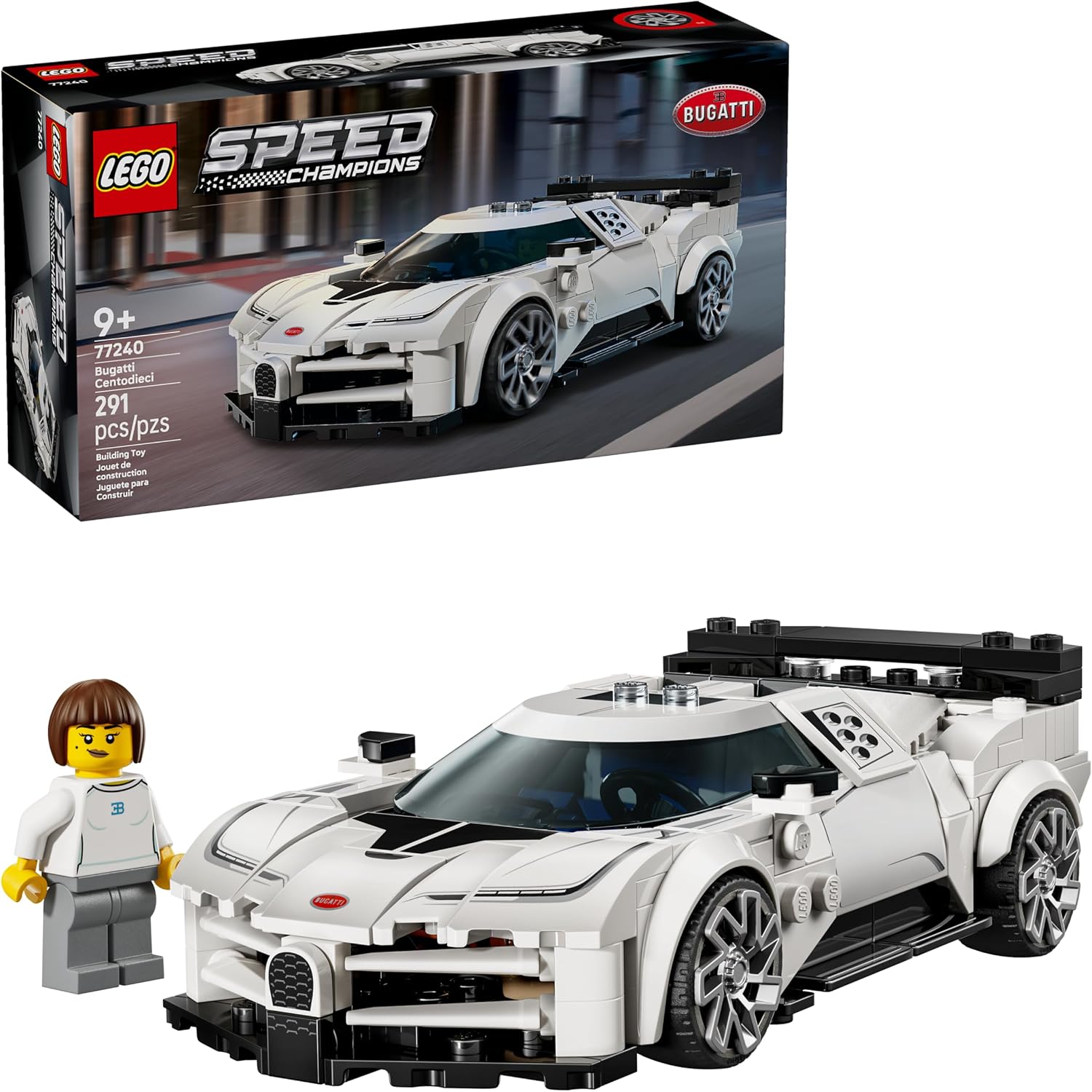 LEGO SPEED CHAMPIONS BUGATTI CENTODIECI HYPER SPORTS CAR TOY KIT DE MODELO Y JUGUETE DE SIMULACIÓN PARA NIÑOS Y NIÑAS, - 1
