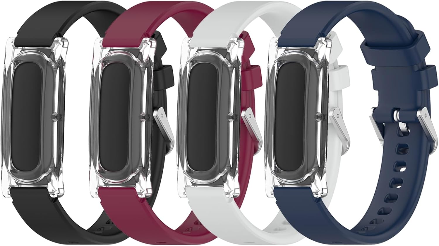 PAQUETE DE 4 CORREAS DE SILICONA COMPATIBLES CON GOOGLE FITBIT AIR, PULSERAS DE REPUESTO IMPERMEABLES PARA MUJERES Y HOMBRES - 1