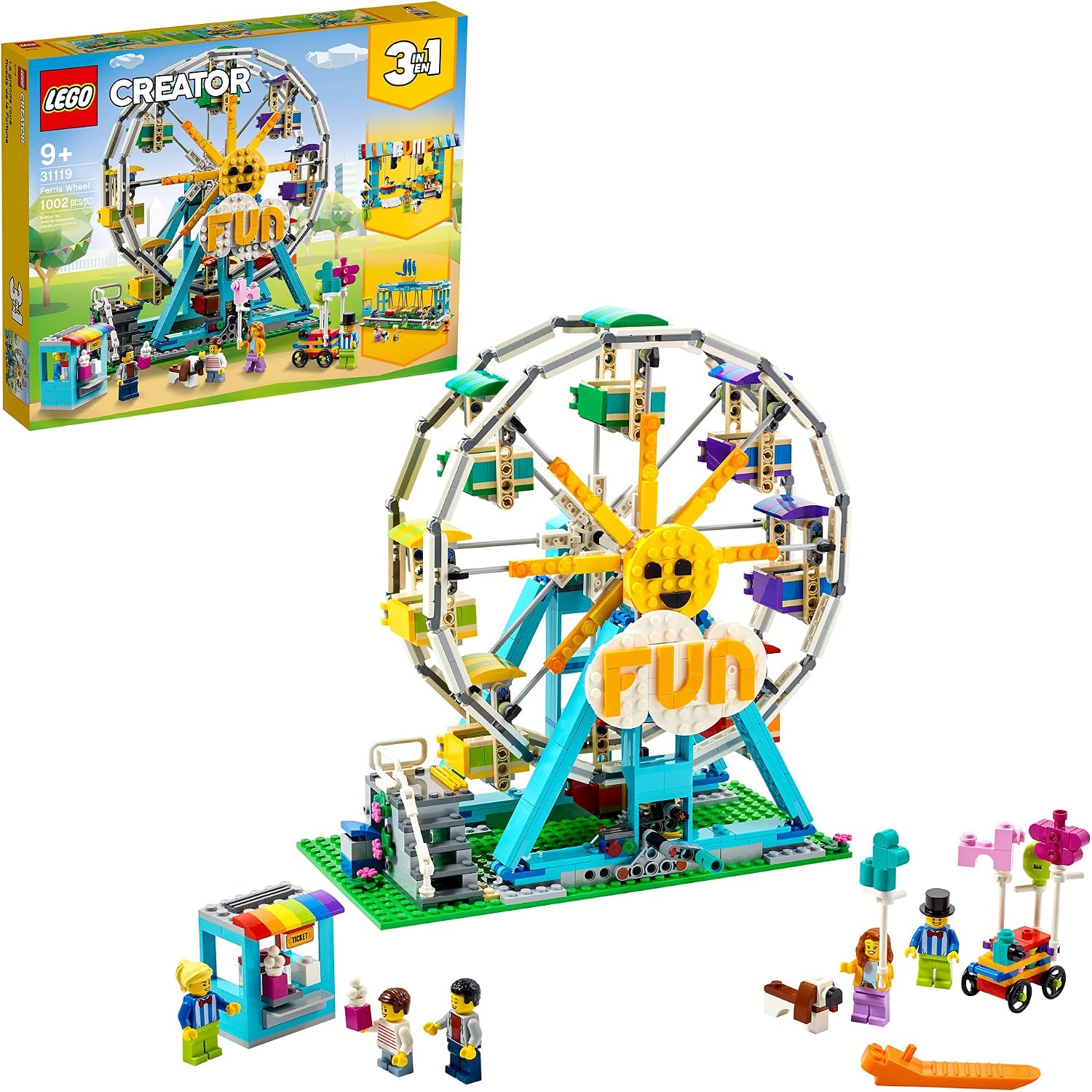 LEGO CREATOR 31119 - RUEDA DE FORTUNA 3 EN 1, KIT DE CONSTRUCCIÓN CON PARACHOQUES DE JUGUETE RECONSTRUIBLE, COLUMPIO - 1