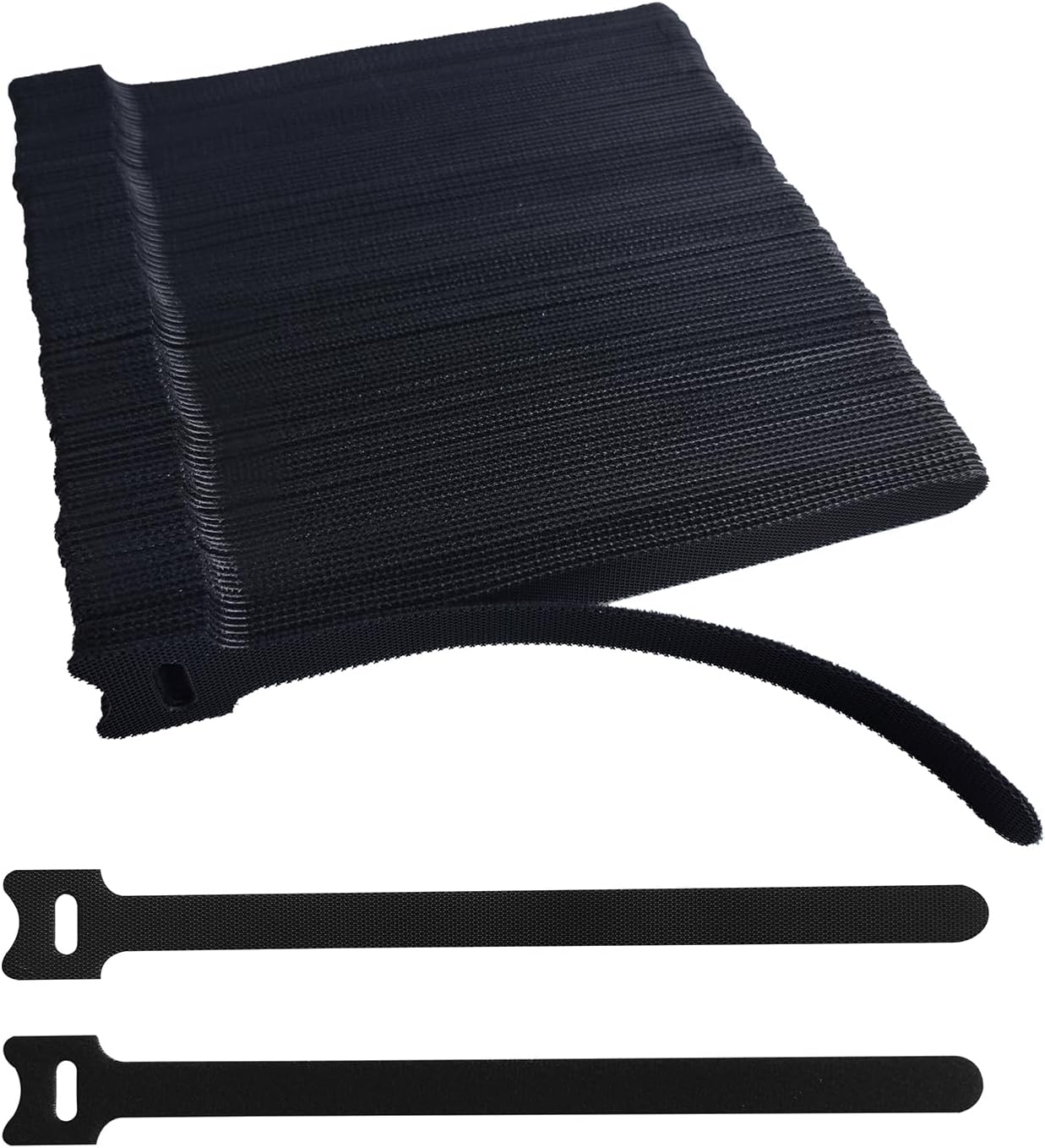 200 PCS BRIDAS REUTILIZABLES NEGRAS DE 8 PULGADAS, CORREAS DE CABLE AJUSTABLES, ORGANIZADOR DE CABLES, ENVOLTURA DE CABLES - 1
