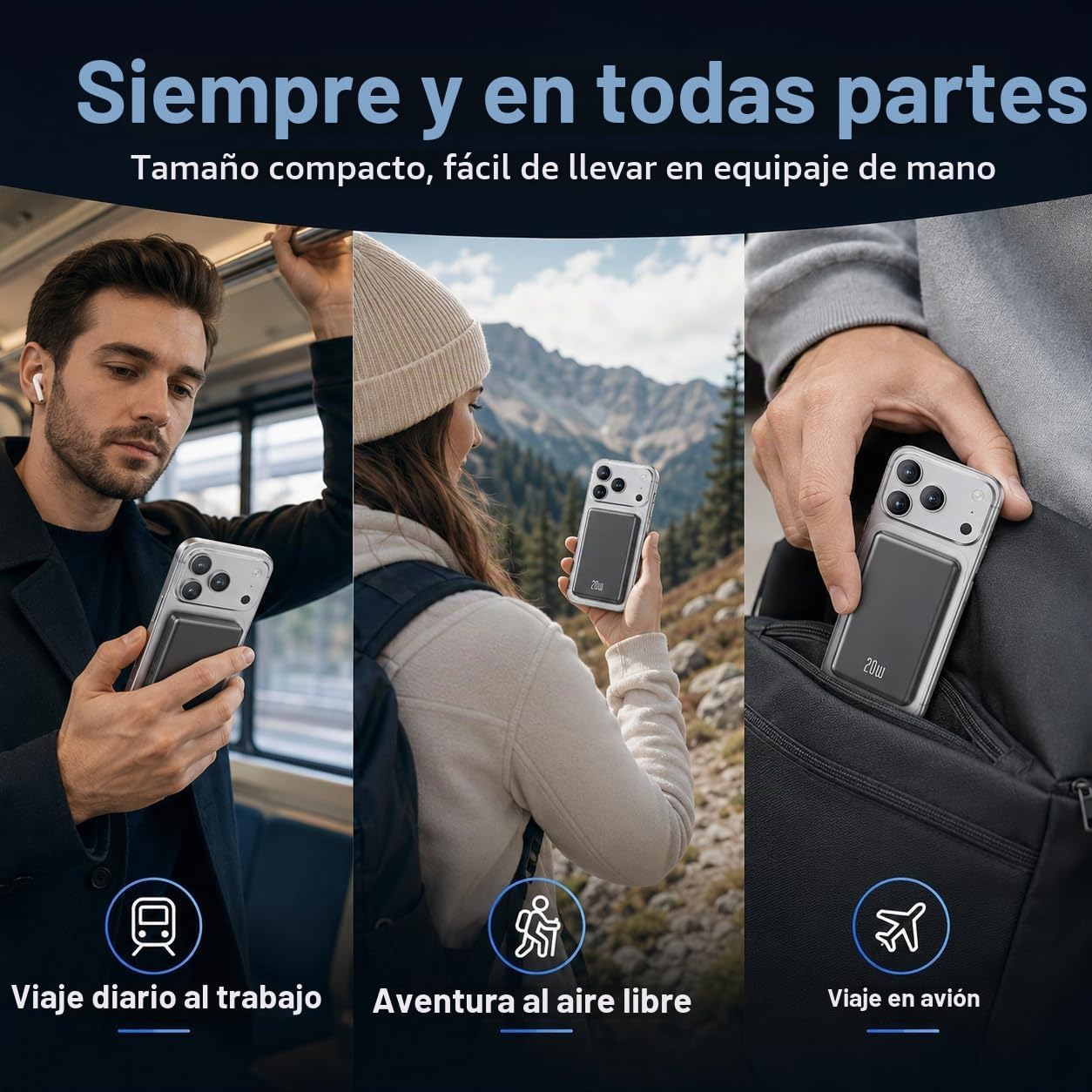 PARA MAGSAFE POWER BANK IPHONE, CARGADOR PORTÁTIL MAGNÉTICO COMPACTO - 2