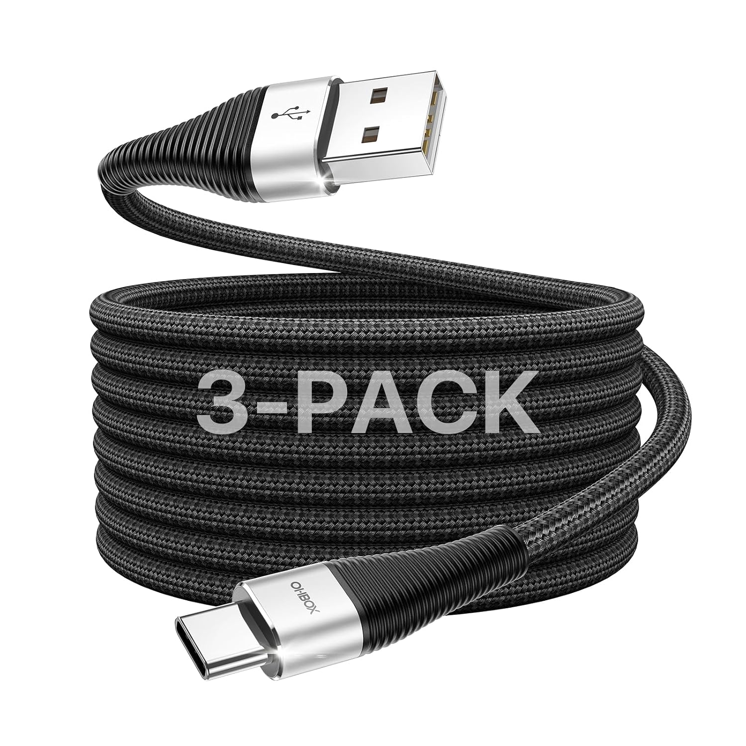 CABLE USB A A USB C DE 6 PIES, PAQUETE DE 3 CABLES DE CARGA TIPO C, CABLE USB A USB C DURADERO, CABLE USB TIPO C TRENZADO - 1