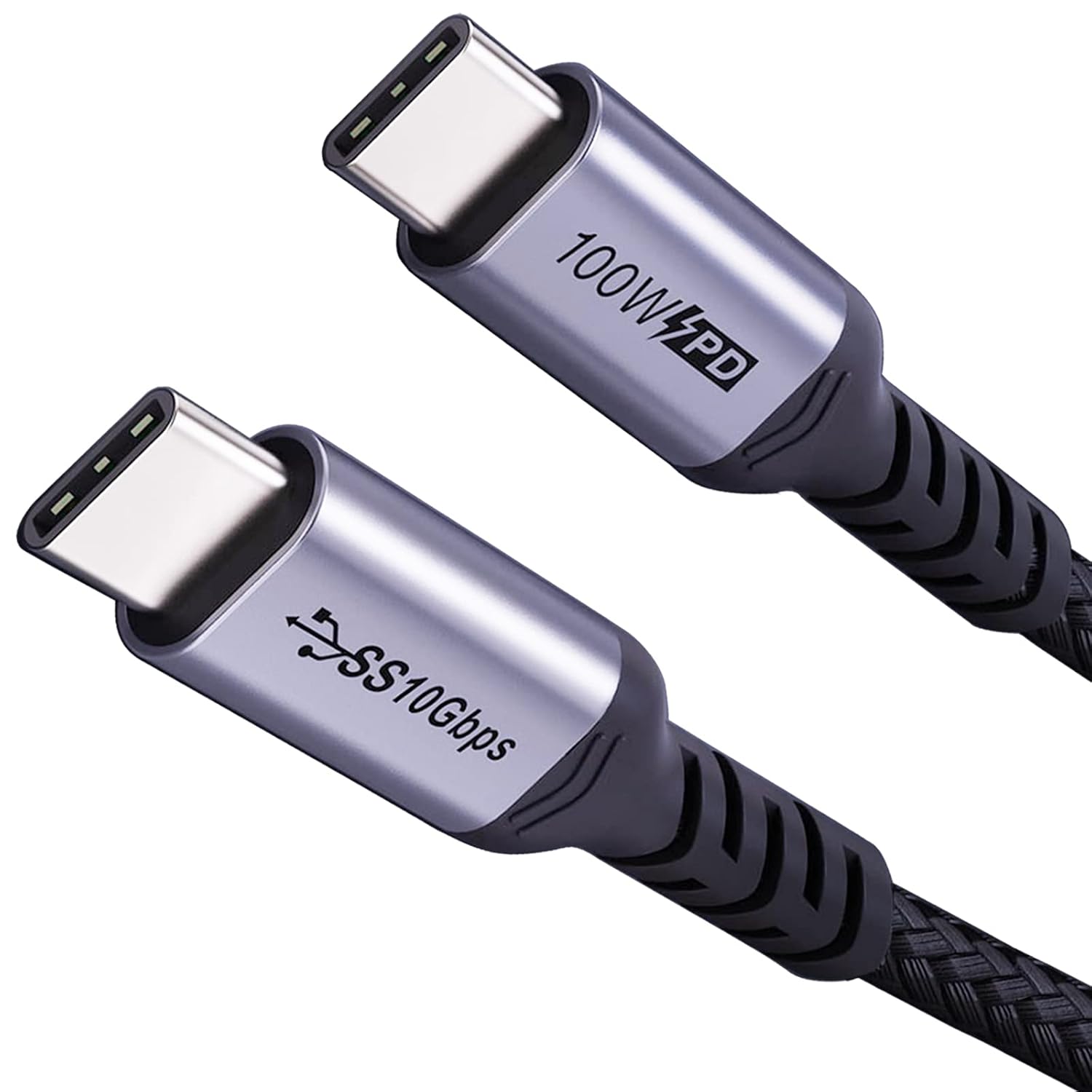 CABLE CORTO USB C A USB C PAQUETES DE 2 PAQUETES DE 1.5 PIES , 3.1 GEN 2 10GBPS 100W 4K USBC VIDEO CABLE DE CARGA RÁPIDA - 1