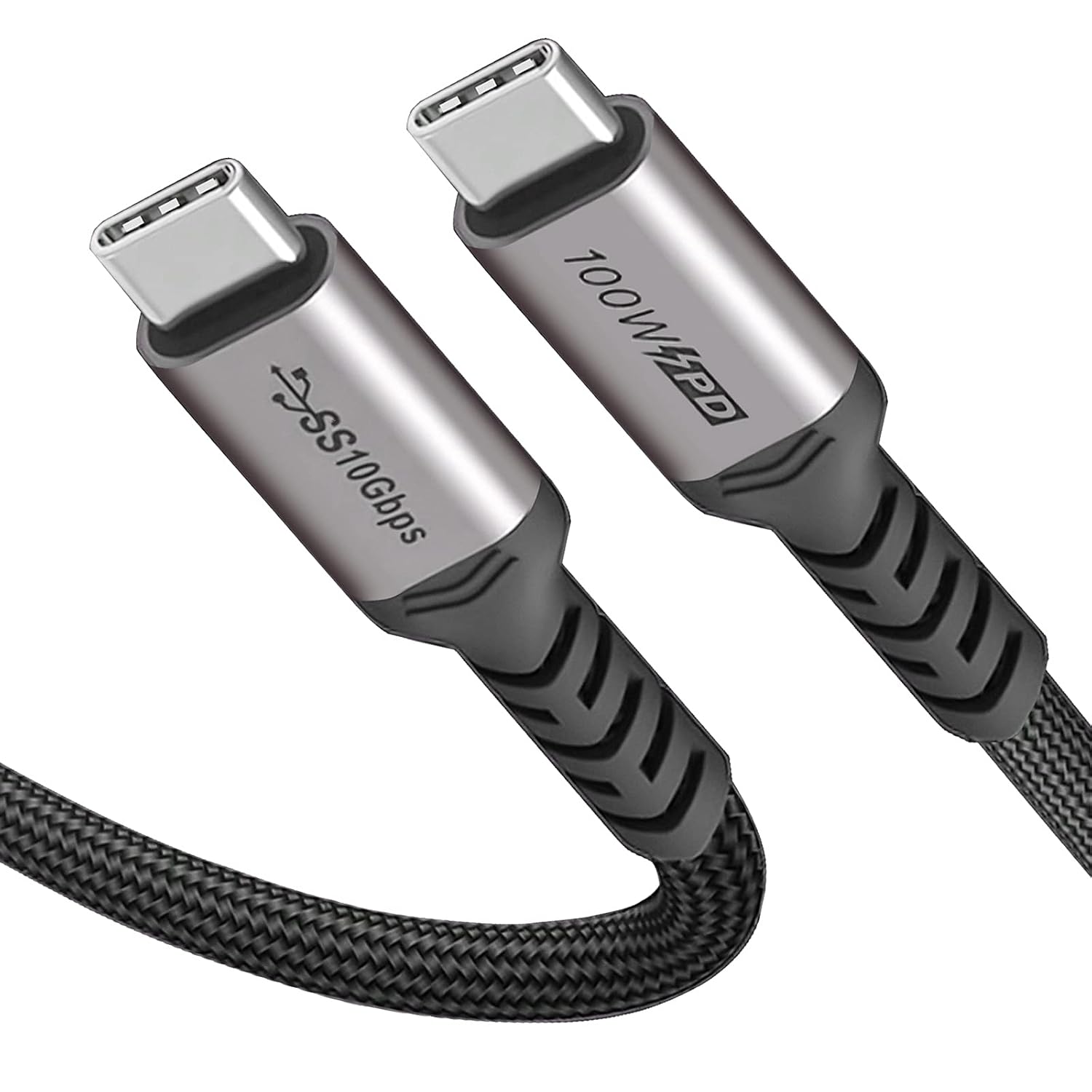 CABLE CORTO USB C A USB C PAQUETES DE 2 PAQUETES DE 1.5 PIES , 3.1 GEN 2 10GBPS 100W 4K USBC VIDEO CABLE DE CARGA RÁPIDA - 6