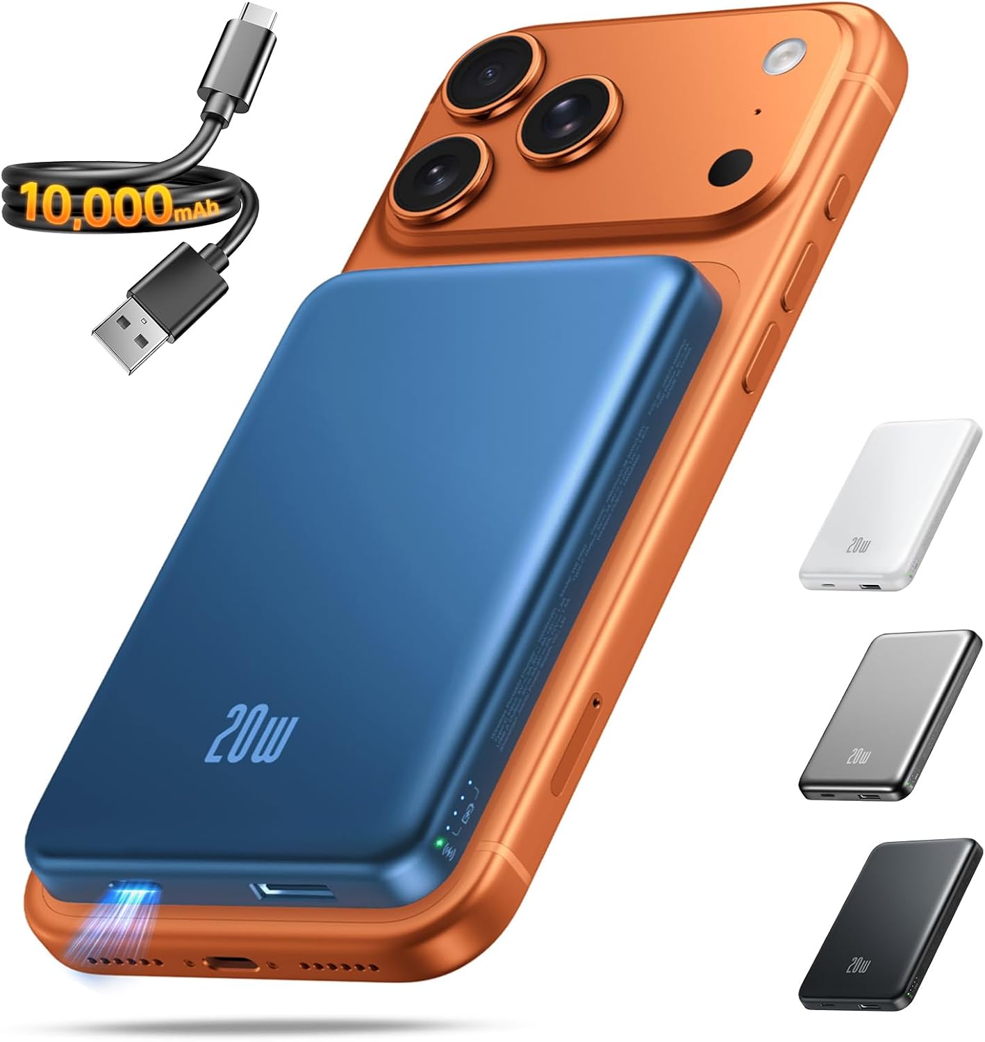 CARGADOR PORTÁTIL PARA BANCO DE ENERGÍA MAGSAFE - CARGADOR MAGNÉTICO DE TELÉFONO DE 10000 MAH, USB-C 20 W PD CARGA RÁPIDA, - 1