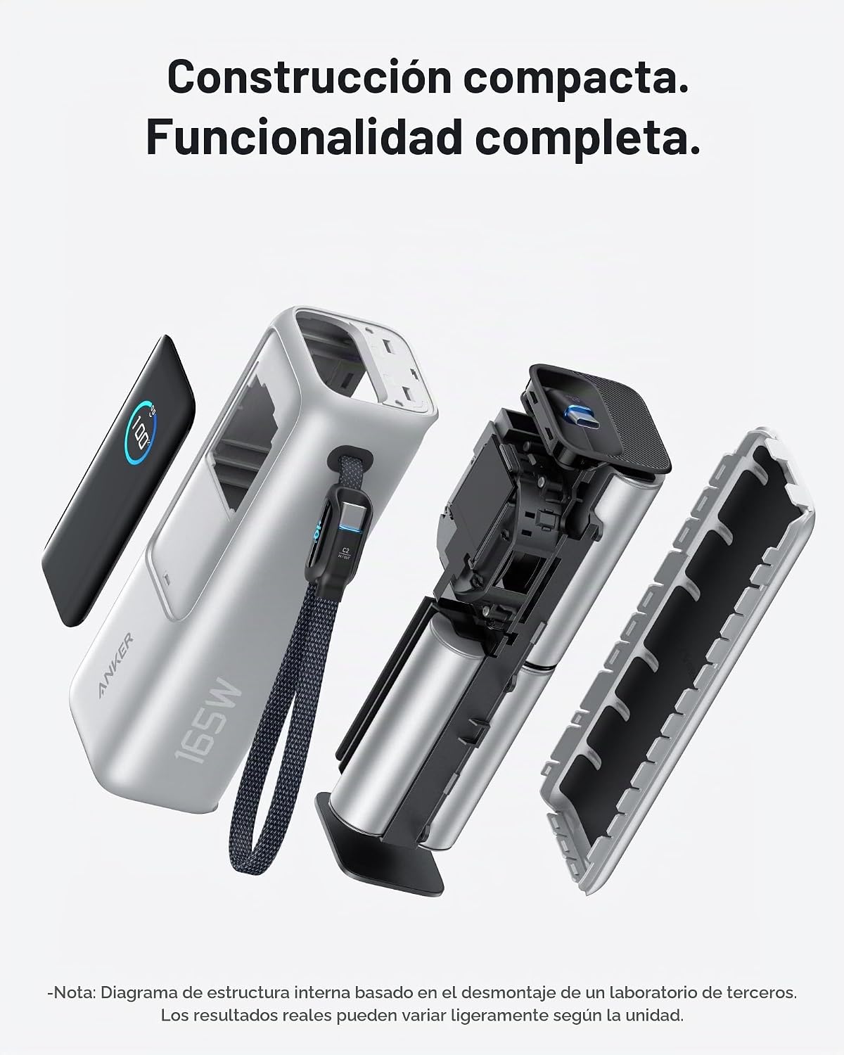 ANKER - BATERÍA PORTÁTIL PARA LAPTOP DE 25,000 MAH CON TRES PUERTOS USB-C DE 100 W, CABLES RETRÁCTILES INCORPORADOS, - 6