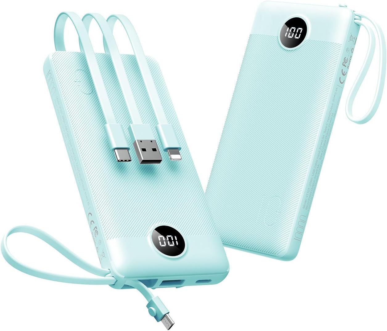 VEEKTOMX CARGADOR PORTÁTIL DE 10000 MAH CON CABLES INCORPORADOS - 1