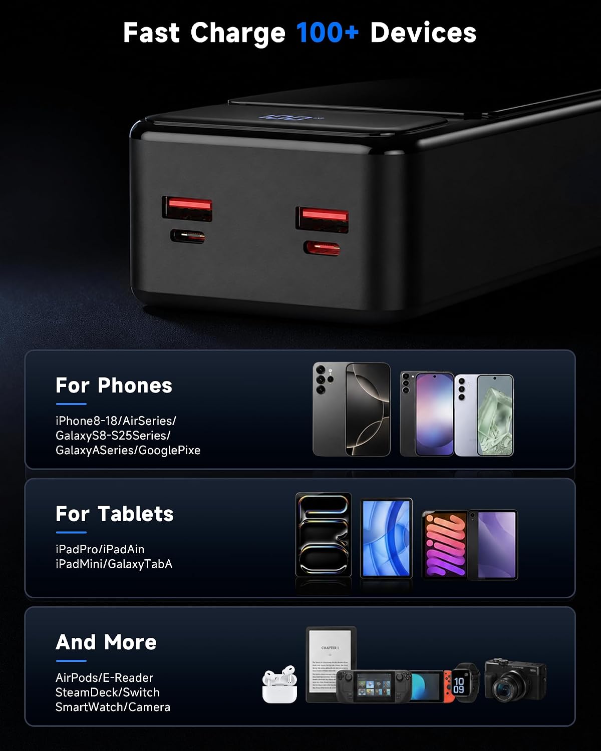 CARGADOR PORTÁTIL, BATERÍA EXTERNA DE CARGA RÁPIDA DE 50000 MAH, BATERÍA EXTERNA DE CARGA RÁPIDA DE 22.5 W, USB-C USB-A, - 6