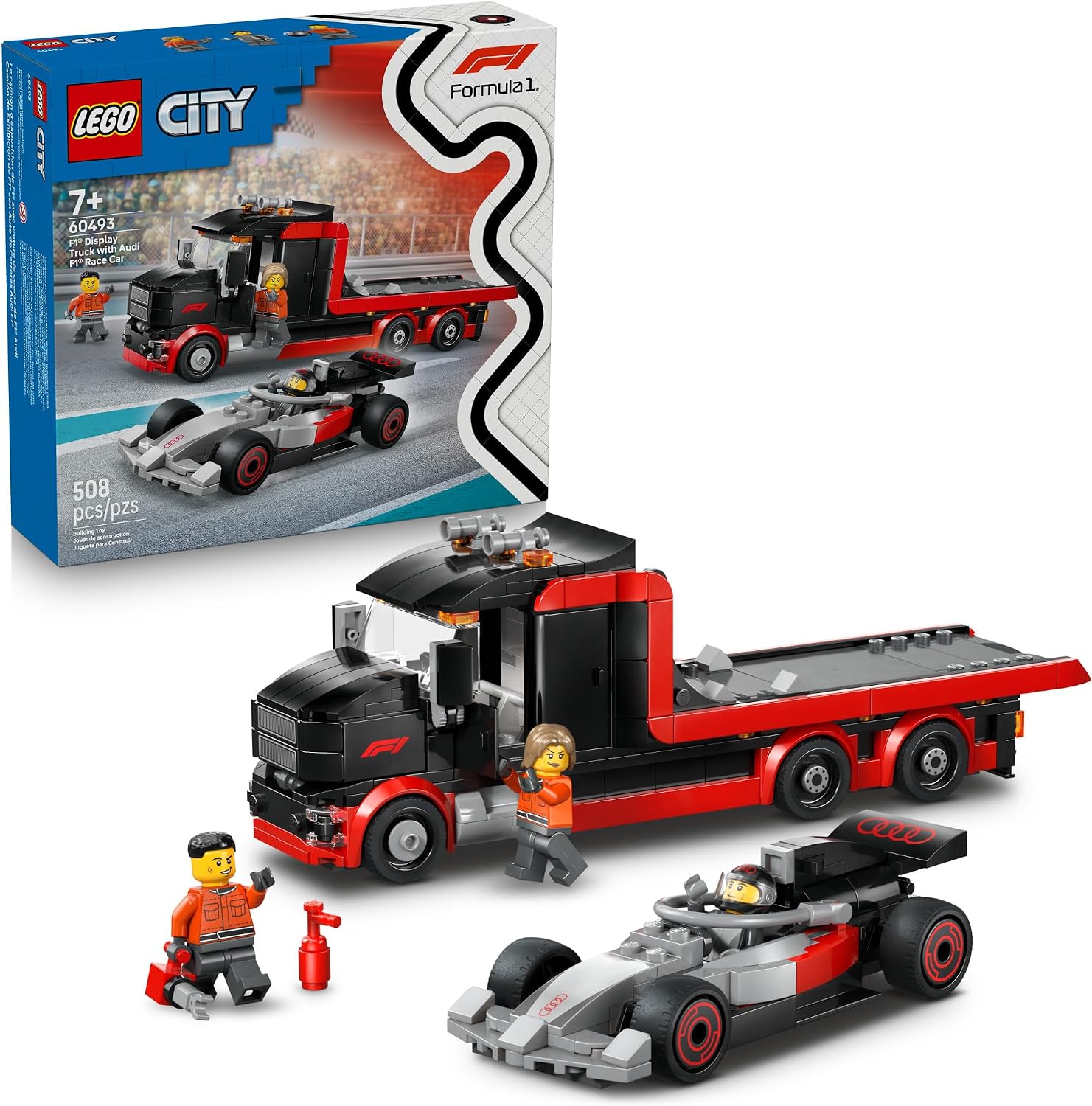CAMIÓN DE EXHIBICIÓN LEGO CITY F1 CON COCHE DE CARRERAS AUDI F1 - JUGUETE DE CONSTRUCCIÓN PARA NIÑOS Y NIÑAS, DE 7 AÑOS - 1