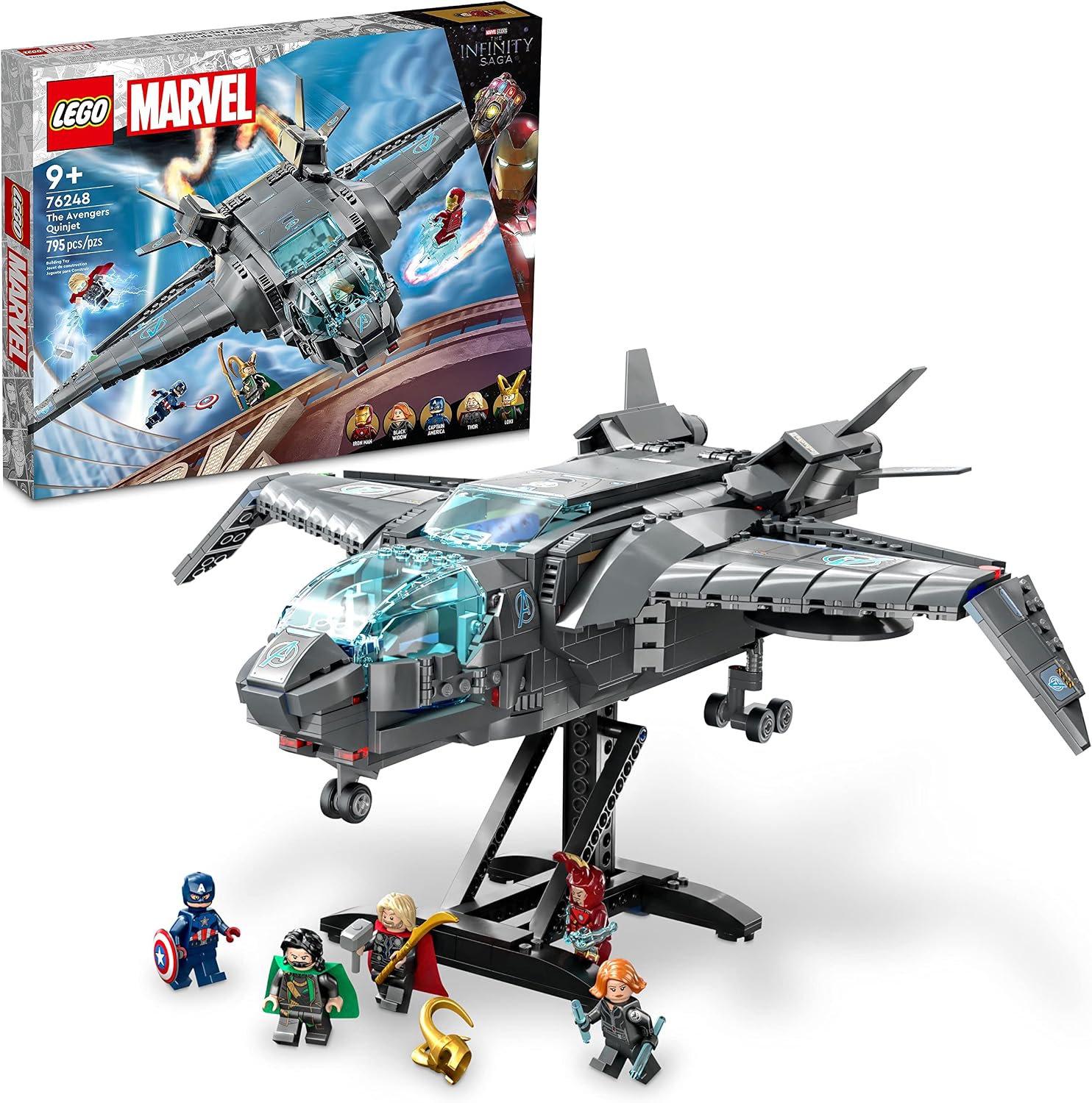 LEGO MARVEL LOS VENGADORES QUINJET 76248, JUEGO DE CONSTRUCCIÓN DE NAVE ESPACIAL CON MINIFIGURAS DE THOR, IRON MAN, VIUDA - 1