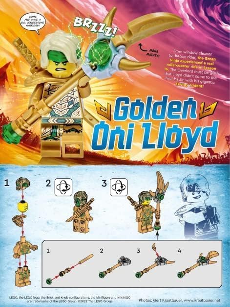 LEGO NINJAGO: MINIFIGURA DE LLOYD GOLDEN ONI CON ARMA DE BASTÓN - 4