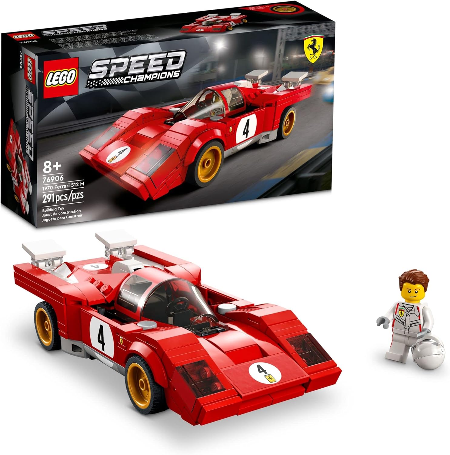 LEGO SPEED CHAMPIONS 1970 FERRARI 512 M 76906 - JUEGO DE CONSTRUCCIÓN DE AUTOS DEPORTIVOS DE CARRERAS ROJO, JUEGO - 1