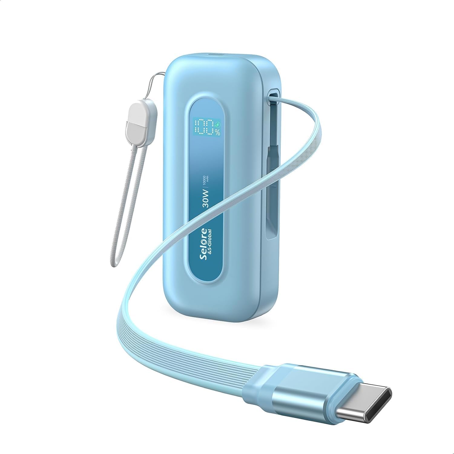 SELOREYS-GLOBAL - BANCO DE ENERGÍA DE 10,000 MAH CON CABLE RETRÁCTIL INTEGRADO Y CABLE C A L, CARGADOR PORTÁTIL DE CARGA - 1