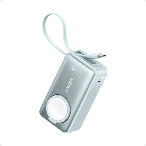 ANKER MAGGO POWER BANK PARA APPLE WATCH, BATERÍA COMPACTA DE 10,000 MAH CON CERTIFICADO OFICIAL Y CABLE USB-C INTEGRADO, 35 - 4