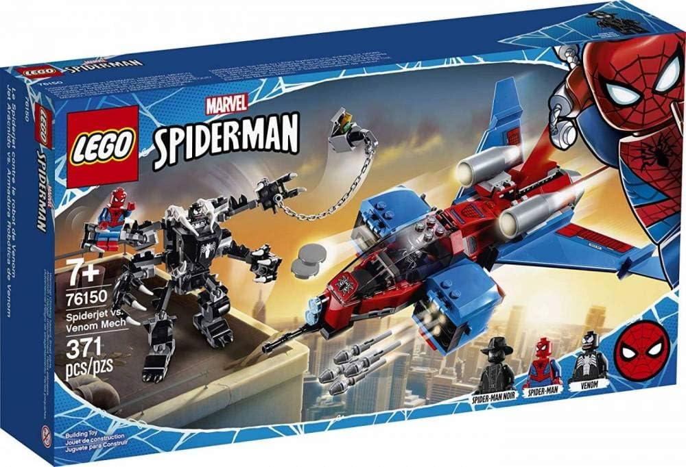 LEGO MARVEL SPIDER-MAN SPIDER-JET VS VENOM MECH 76150 - REGALO DE SUPERHÉROE PARA NIÑOS CON MINIFIGURAS, MECH Y AVIÓN 371 - 1