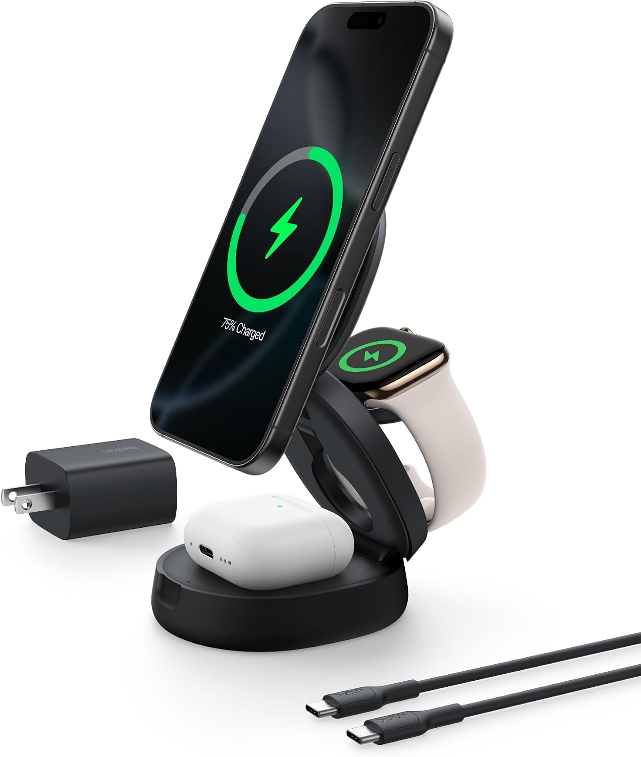 BELKIN ESTACIÓN DE CARGA RÁPIDA INALÁMBRICA QI2 15W, CARGADOR DE IPHONE 3 - 1