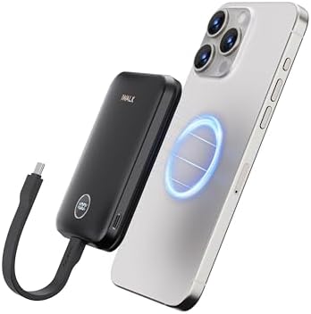 IWALK BANCO DE ENERGÍA MAGNÉTICO DE 10000 MAH, CARGADOR PORTÁTIL INALÁMBRICO DE 30 W CON CABLE USB-C DE CARGA RÁPIDA, - 6