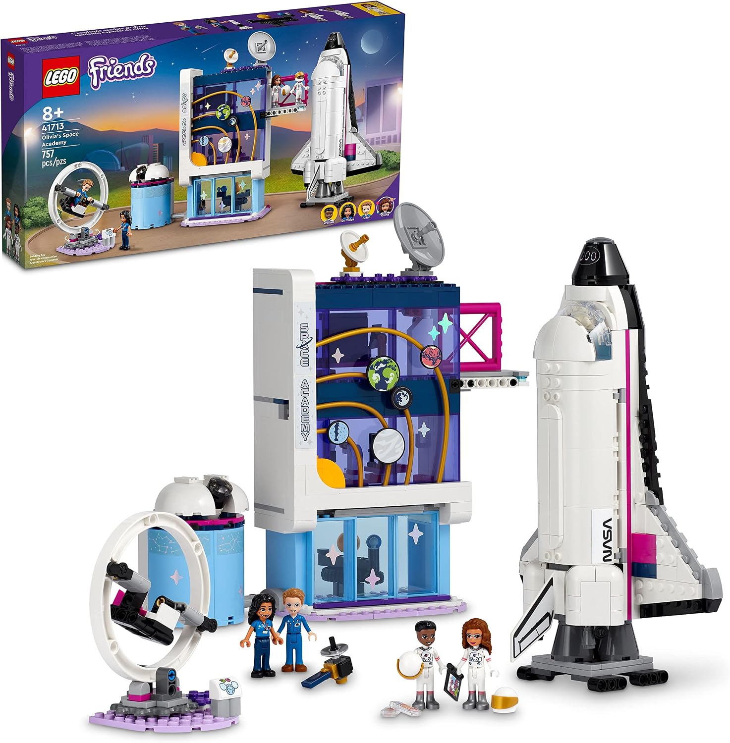 LEGO FRIENDS OLIVIA S SPACE ACADEMY SHUTTLE ROCKET 41713, NASA SPACE SHUTTLE TOY PARA NIÑOS, SIMULACIÓN DE LA ACADEMIA - 1