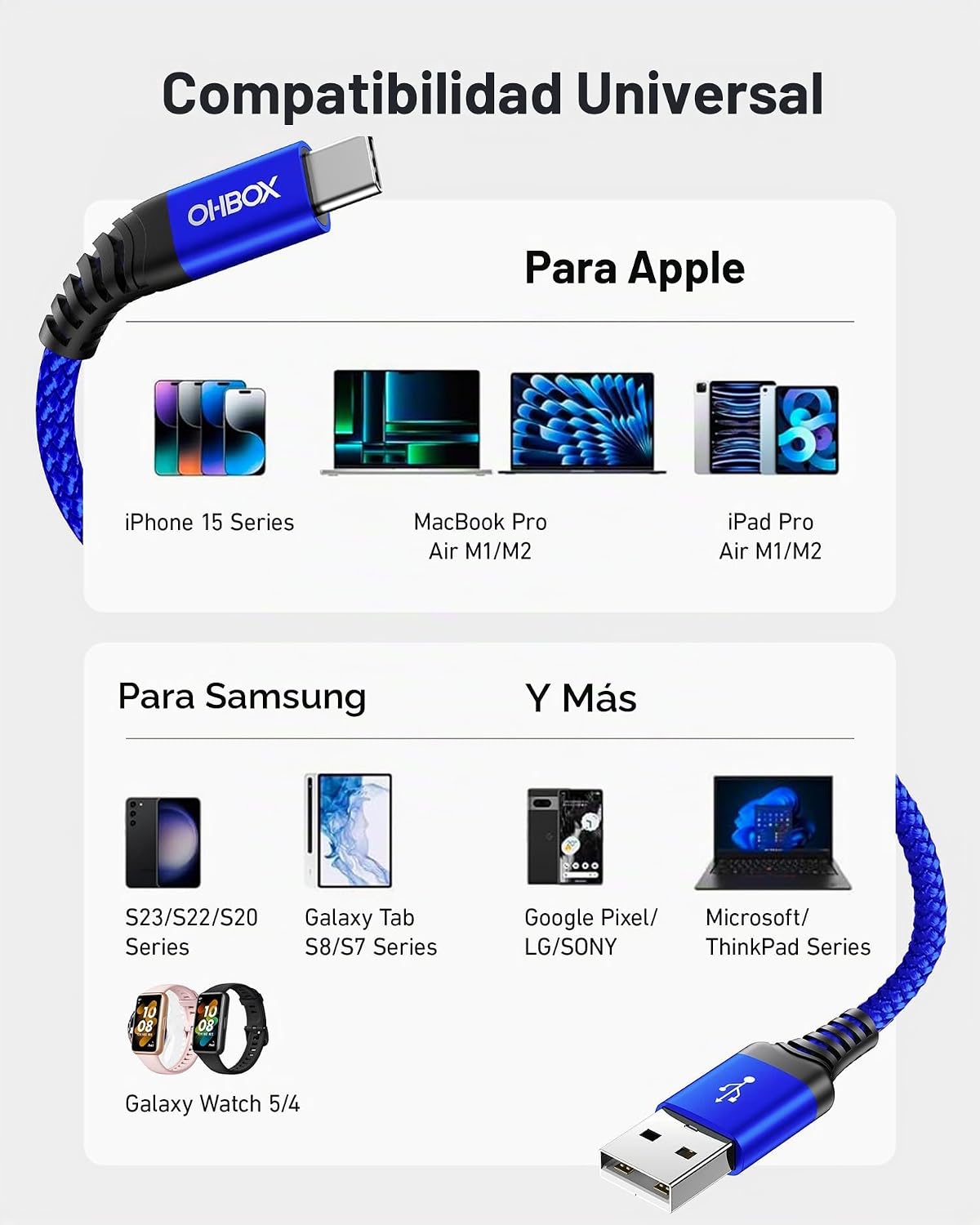 CABLES USB A A USB C DE 60 W DE CARGA RÁPIDA 2 UNIDADES DE 6 PIES , CABLE USB A USB C PARA CARPLAY, CARGADOR USB TIPO C - 6