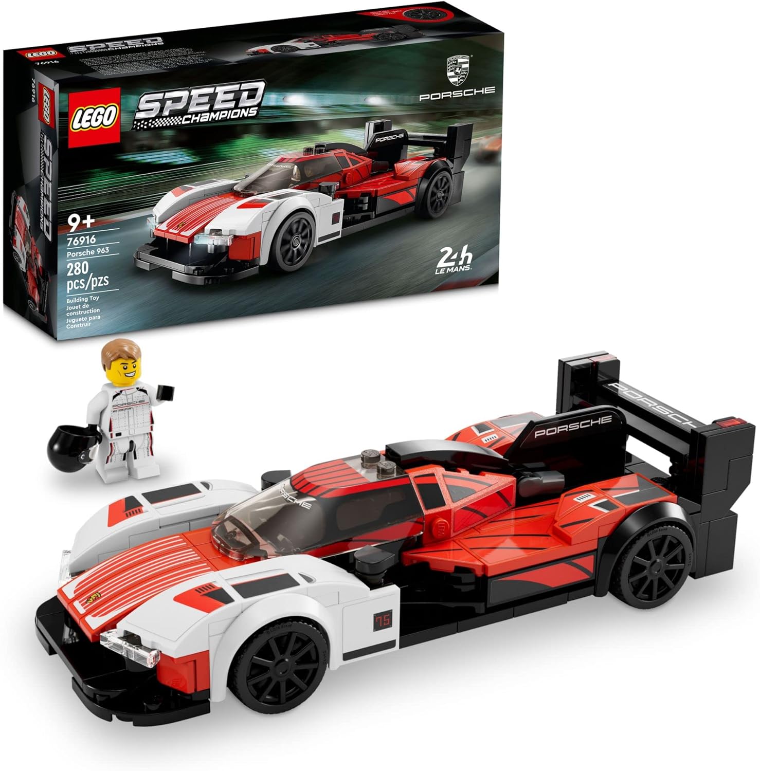 LEGO SPEED CHAMPIONS PORSCHE 963 76916, KIT DE CONSTRUCCIÓN DE COCHE MODELO, JUGUETE DE VEHÍCULO DE CARRERAS PARA NIÑOS, SET - 1