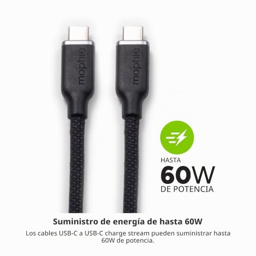MOPHIE CHARGE STREAM - CABLE USB-C A USB-C DE 6.6 FT/6 PIES, ENTREGA DE POTENCIA DE 60 W - 4
