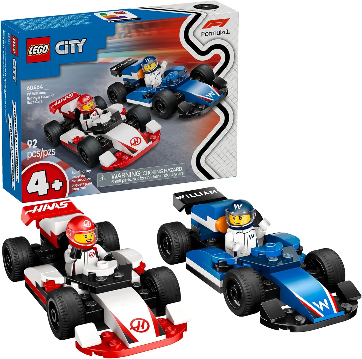 LEGO CITY F1 WILLIAMS RACING Y HAAS F1 - JUGUETE DE CONSTRUCCIÓN DE AUTOS PARA NIÑOS, NIÑOS Y NIÑAS, A PARTIR DE 4 AÑOS, - 1