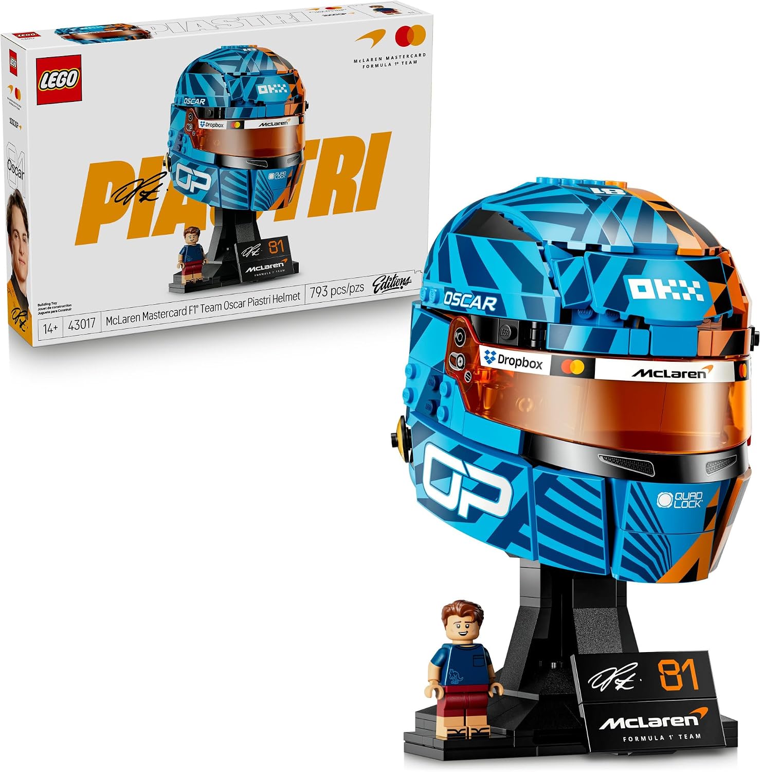 LEGO EDITIONS MCLAREN MASTERCARD F1 TEAM OSCAR PIASTRI CASCO JUEGO DE CONSTRUCCIÓN PARA ADOLESCENTES, MAYORES DE 14 AÑOS - 1