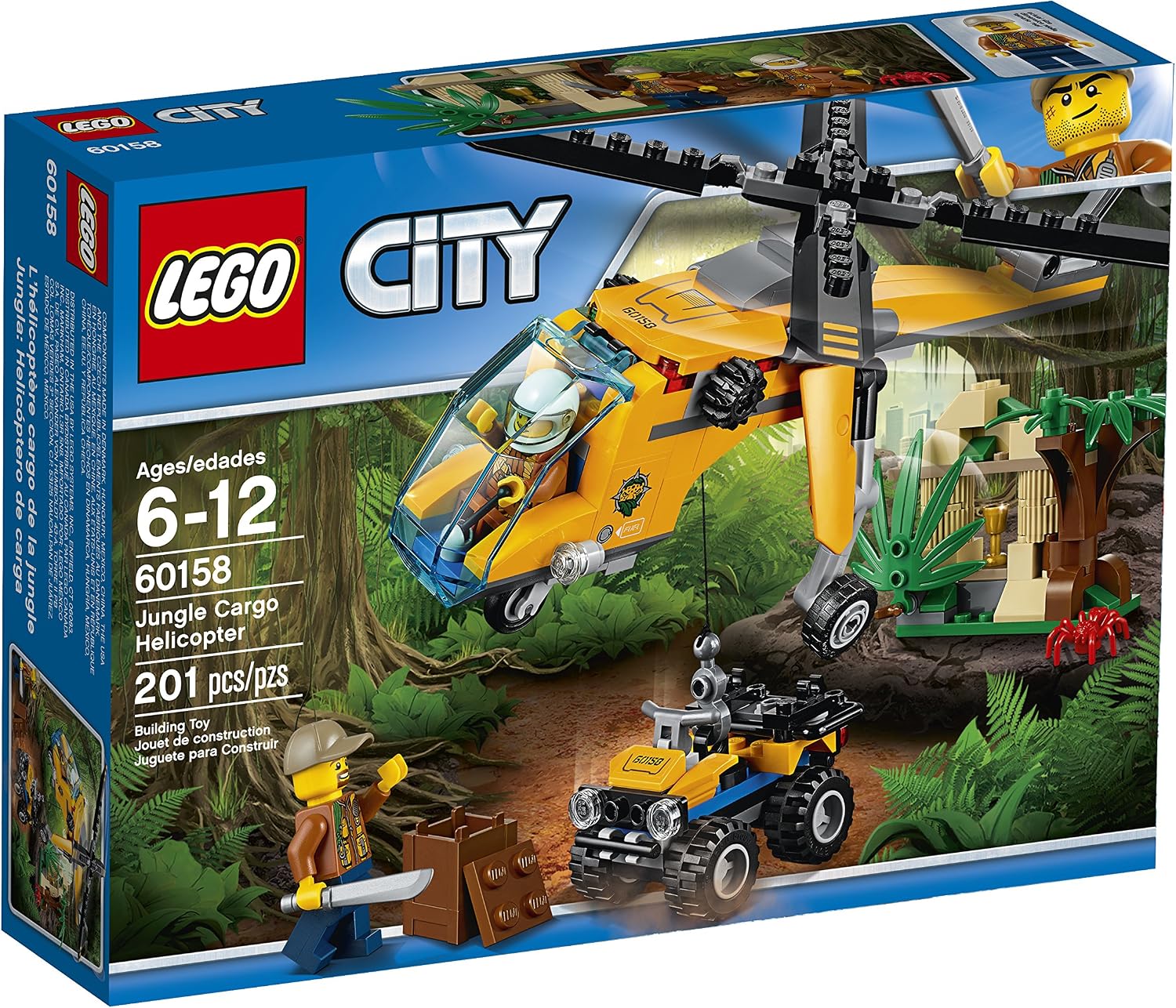 LEGO CITY JUNGLE EXPLORERS JUNGLE CARGO HELICOPTER 60158 KIT DE CONSTRUCCIÓN 201 PIEZAS - 1