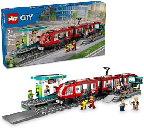 LEGO CITY DOWNTOWN CONJUNTO DE TRANVÍA Y ESTACIÓN DE TREN - CONJUNTO DE CONSTRUCCIÓN DE TREN DE JUGUETE PARA NIÑOS - 6