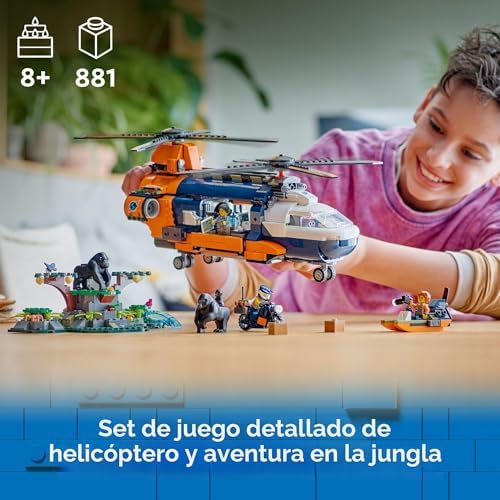 LEGO CITY JUNGLE EXPLORER - HELICÓPTERO DE JUGUETE EXPLORADOR DE LA JUNGLA EN EL CAMPAMENTO BASE, JUEGO DE CONSTRUCCIÓN - 6