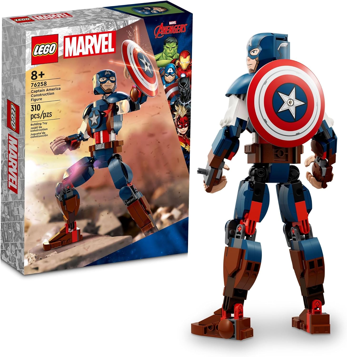 LEGO FIGURA DE CONSTRUCCIÓN DEL CAPITÁN AMÉRICA 76258 FIGURA DE ACCIÓN DE MARVEL PARA CONSTRUIR, COLECCIONABLE DE MARVEL - 1