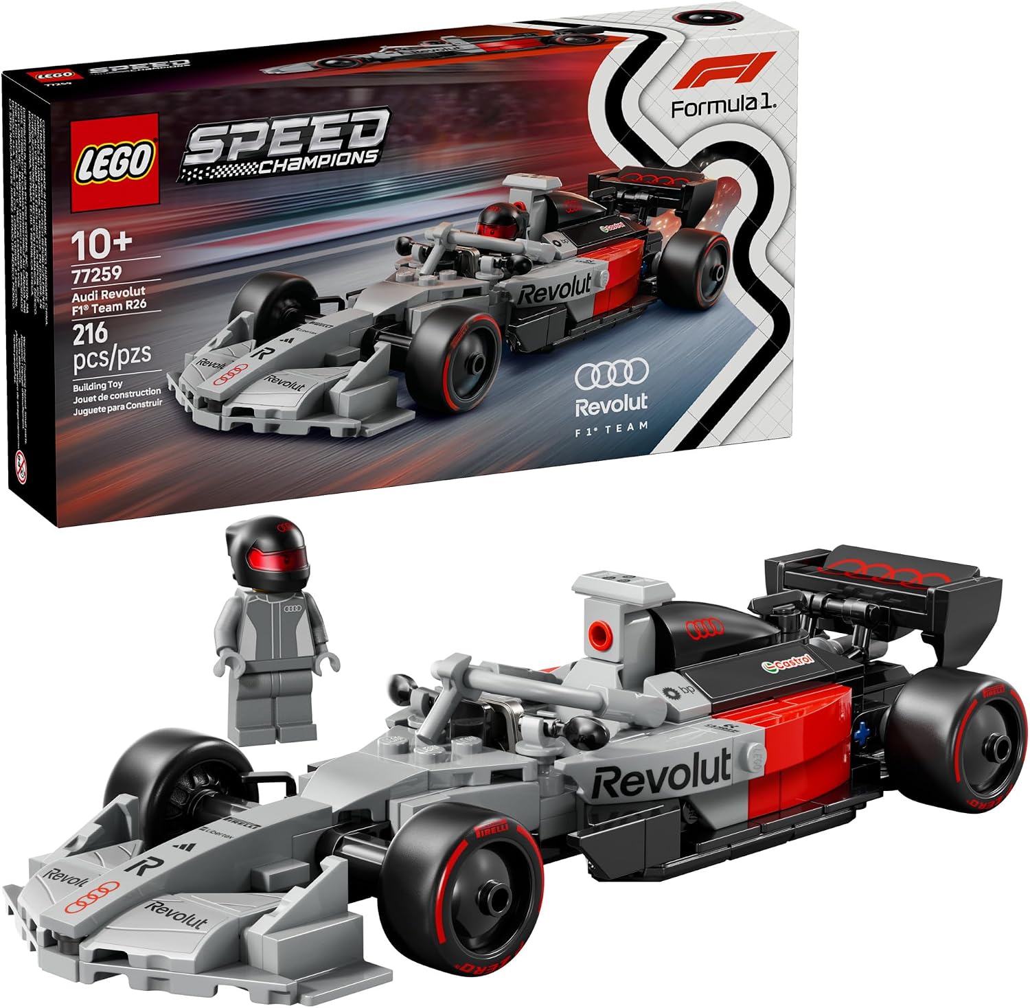 LEGO SPEED CHAMPIONS AUDI REVOLUT F1 TEAM R26 - JUEGO DE CONSTRUCCIÓN PARA NIÑOS Y NIÑAS, A PARTIR DE 10 AÑOS, KIT DE COCHE - 1