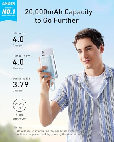 ANKER ZOLO POWER BANK VERSIÓN ACTUALIZADA 2025 , CARGADOR PORTÁTIL DE ALTA VELOCIDAD DE 20,000 MAH 30 W CON CABLE USB-C - 4