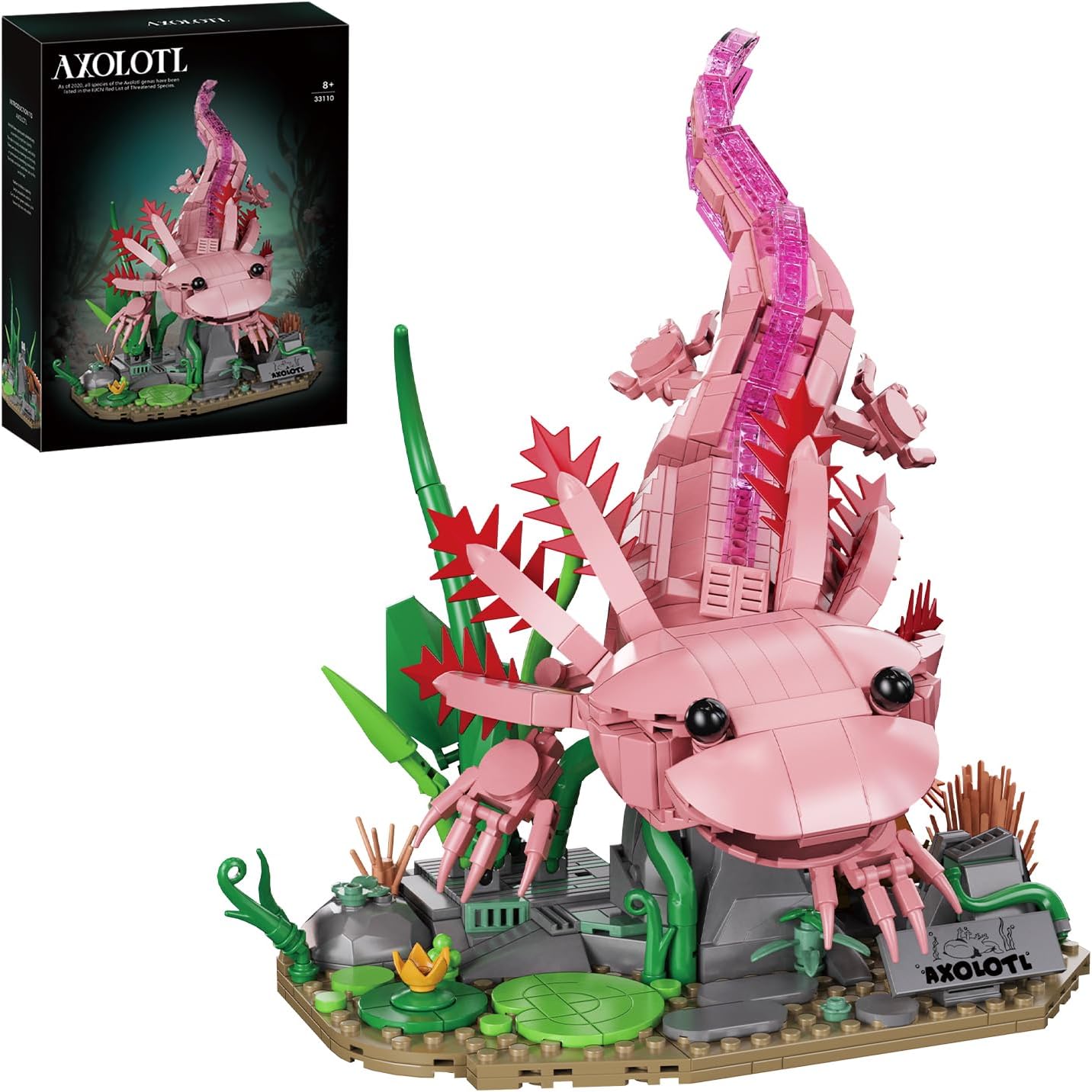 AXOLOTL - JUEGO DE CONSTRUCCIÓN COMPATIBLE CON ANIMALES LEGO, KIT DE CONSTRUCCIÓN DE ANIMALES MARINOS DE 998 PIEZAS - 1
