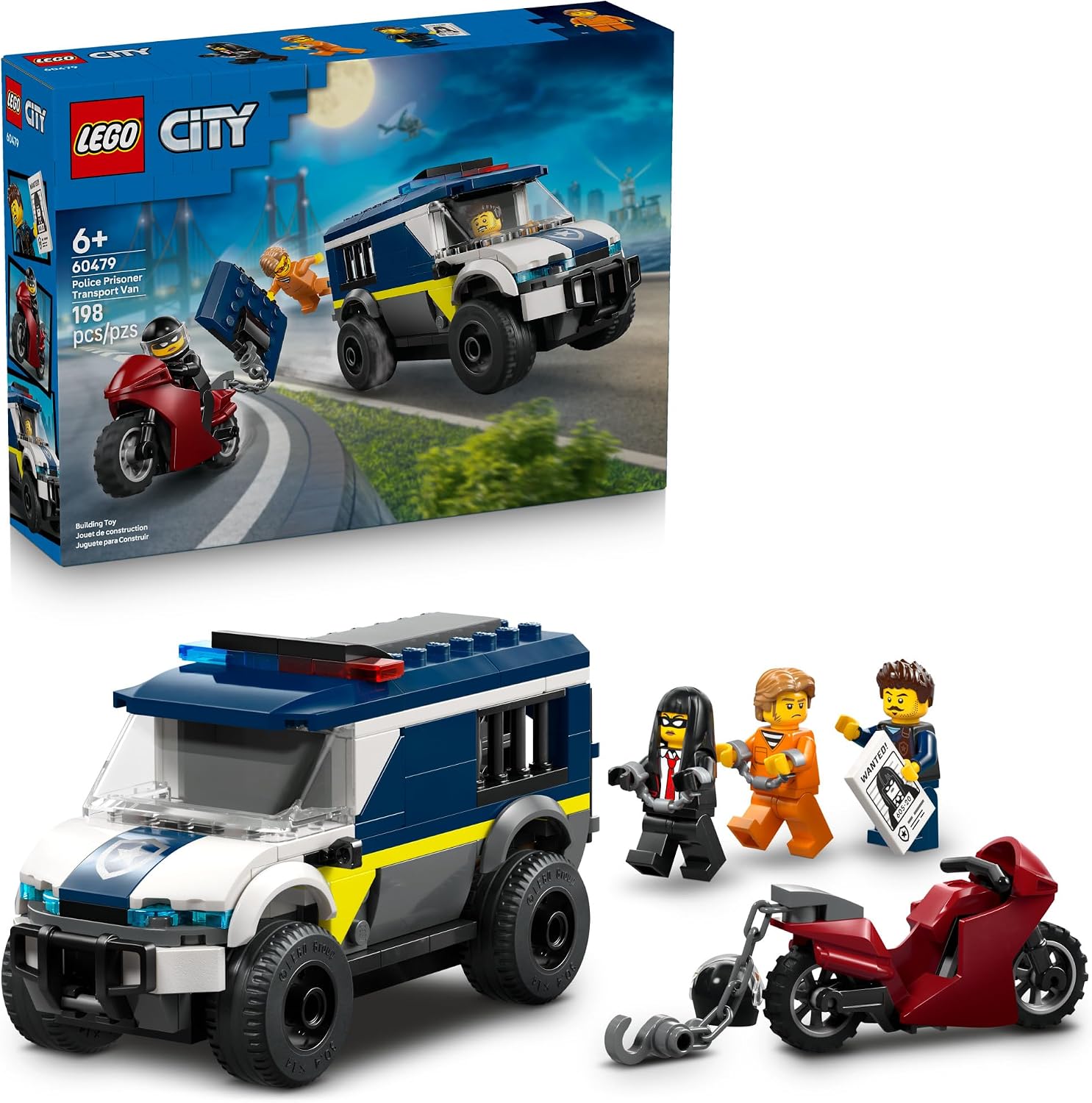 LEGO VAN DE TRANSPORTE DE PRISIONEROS DE POLICÍA DE LA CIUDAD, JUGUETE DE POLICÍA PARA NIÑOS, NIÑOS Y NIÑAS A PARTIR DE 6 - 1