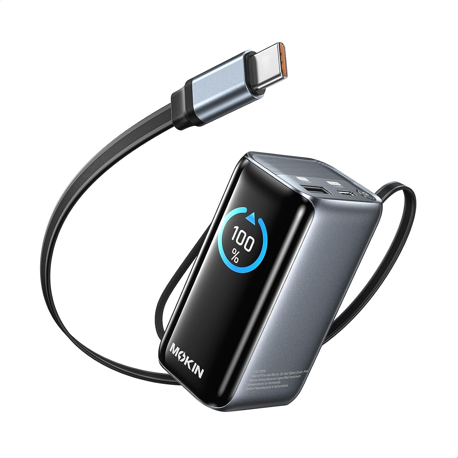 MOKIN CARGADOR PORTÁTIL DE 10000 MAH, CARGADOR DE BATERÍA DE CARGA RÁPIDA PD DE 45 W CON CABLE USB-C RETRÁCTIL INTEGRADO, - 1