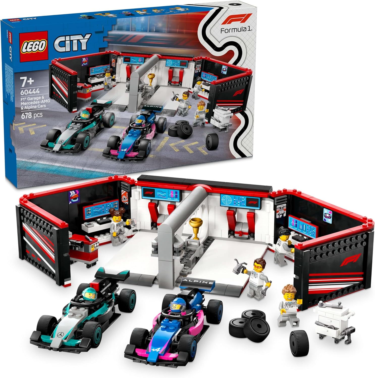 LEGO CITY F1 R MERCEDES-BENZ AMG Y ALPINE RACE CAR GARAGE TOY TOY BIRTHDAY PRESENT BLOCK NIÑOS NIÑAS NIÑOS 7 AÑOS 8 9 AÑOS - 1