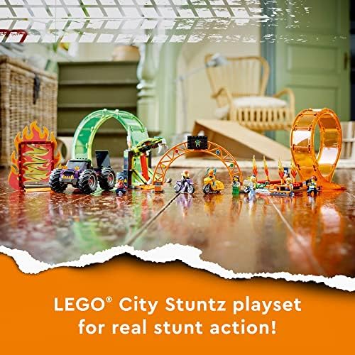 LEGO CITY STUNTZ 60339 - JUEGO DE CAMIÓN MONSTRUO CON 2 MOTOCICLETAS DE JUGUETE, RAMPA, PARED DE LLAMAS, ANILLO DE FUEGO, - 6