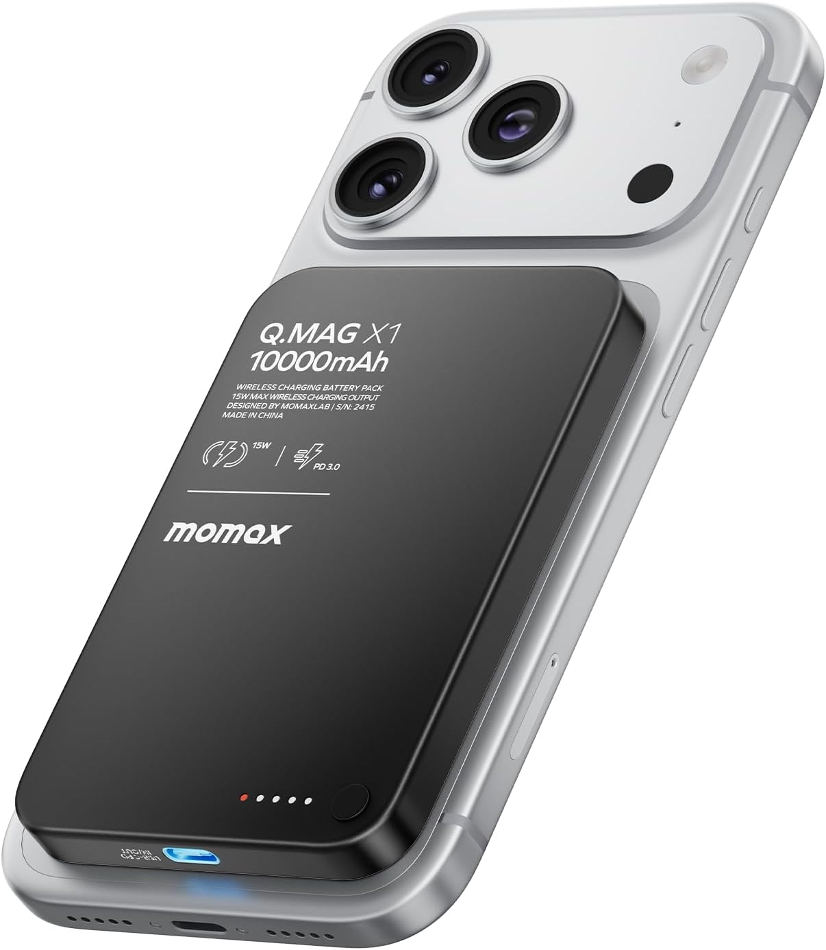MOMAX Q.MAG CARGADOR PORTÁTIL INALÁMBRICO 10000MAH, POWER BANK DELGADO DE 0.5 CARGA RÁPIDA PAQUETE DE BATERÍA MAGNÉTICA - 1