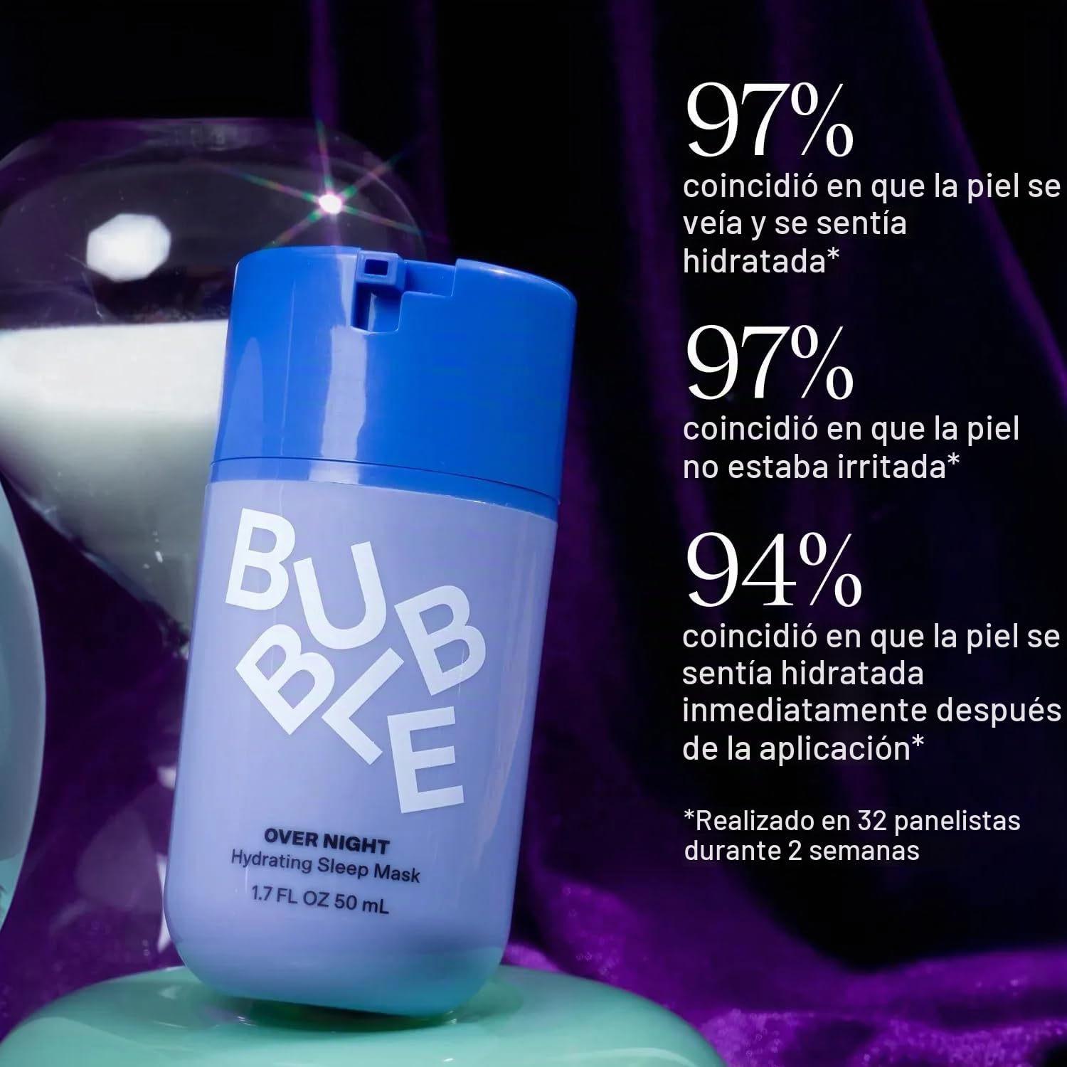 MÁSCARA DE HIDRATACIÓN NOCTURNA BUBBLE CUIDADO DE LA PIEL - MÁSCARA FACIAL SUAVE Y EXFOLIANTE PARA LA NOCHE - 2