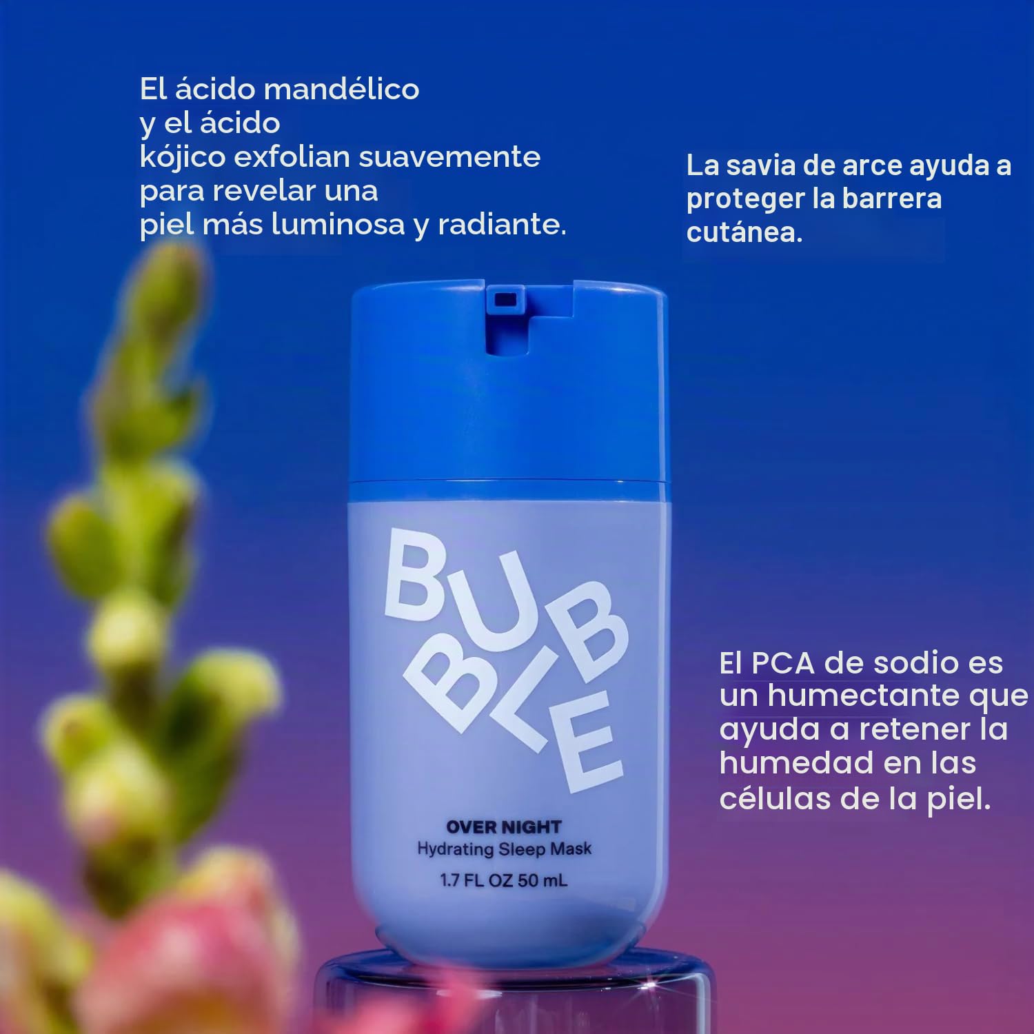 MÁSCARA DE HIDRATACIÓN NOCTURNA BUBBLE CUIDADO DE LA PIEL - MÁSCARA FACIAL SUAVE Y EXFOLIANTE PARA LA NOCHE - 4
